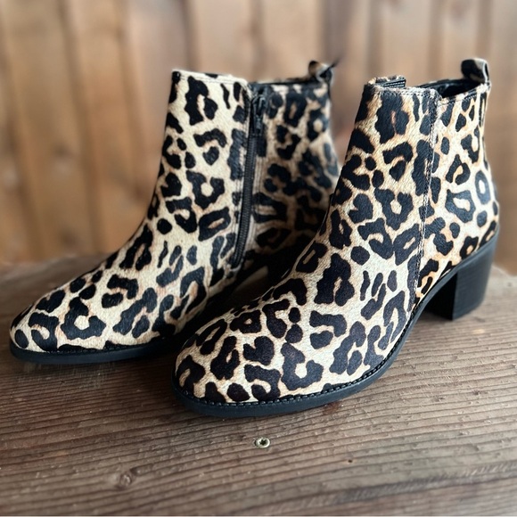 LEOPARD Genuine Cowhide & Leather Bootie 2025 TREND combat ankle boot used - Picture 13 of 14